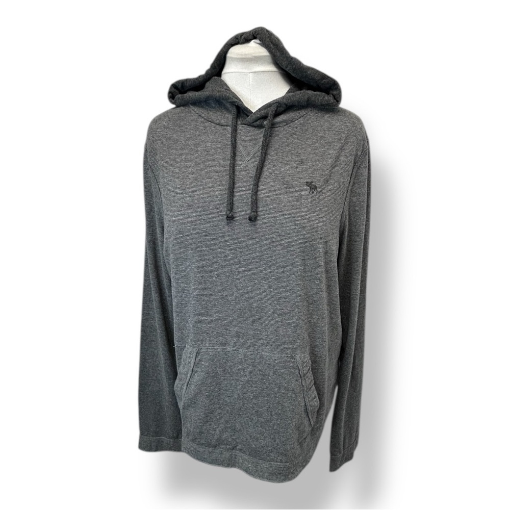 Abercrombie & Fitch Mens Lightweight Pullover Hoodie Muscle Fit VTG Y2K Grey S